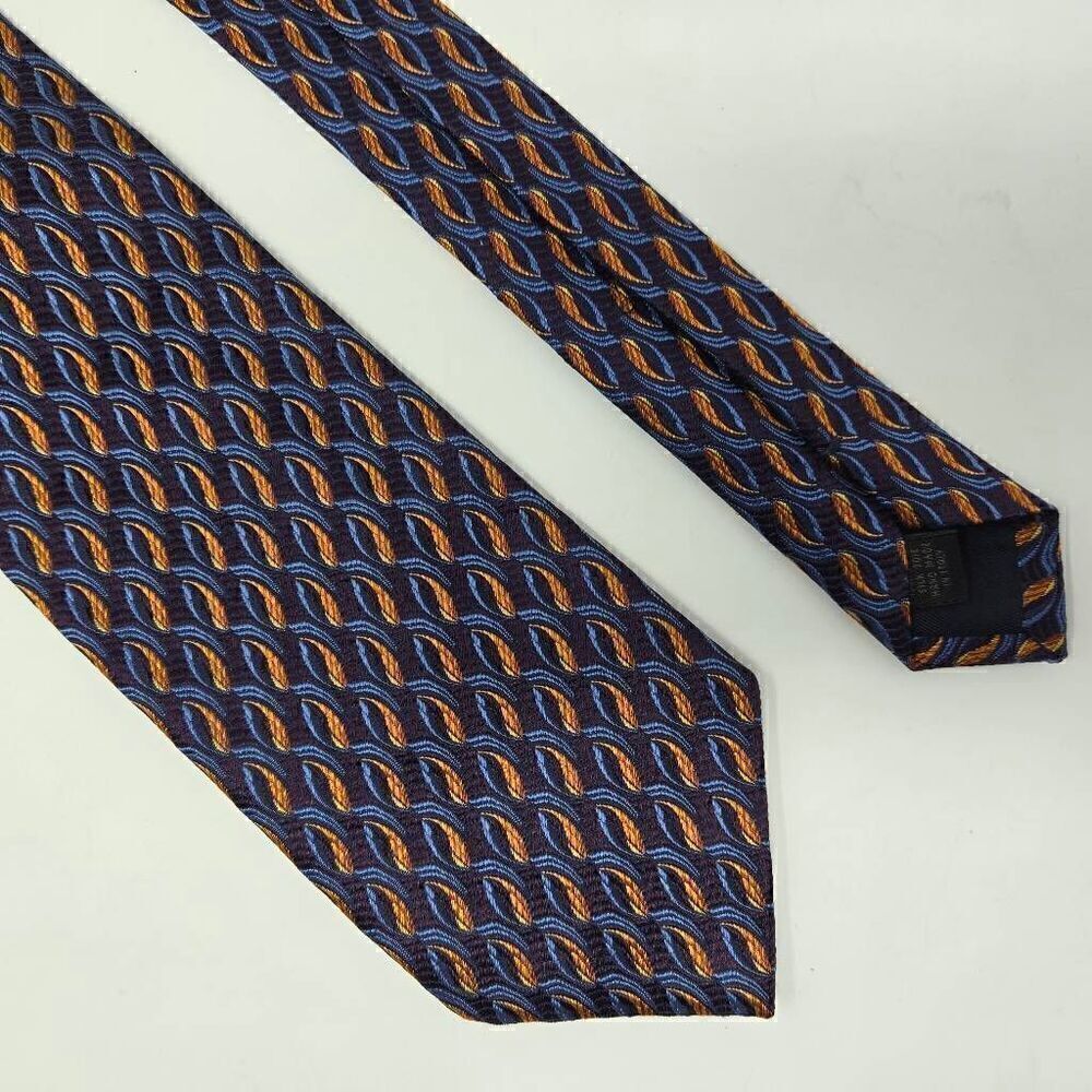 ALTEA MILANO SILK TIE PURPLE BLUE GOLD HEAVY LUXURY FOULARD 3.75" X 60"